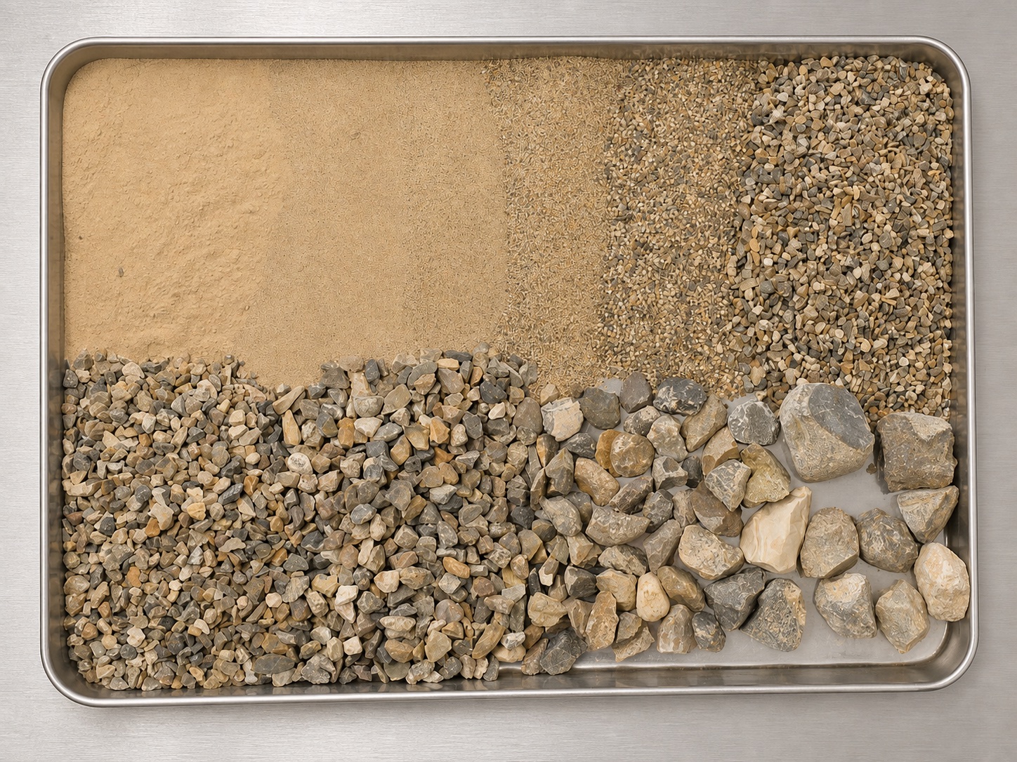 Flexible Base (Item 247) — Crushed River Rock separated by sieve size